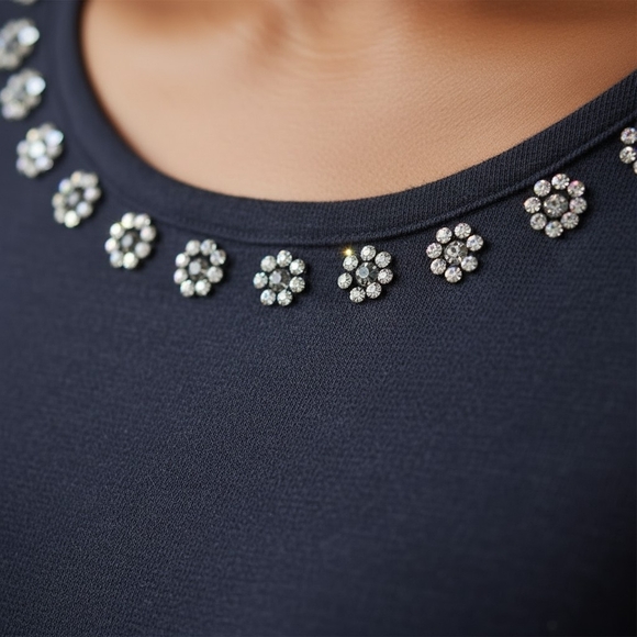 Lane Bryant Dark Blue Lightweight Sweatshirt with Rhinestone Embellishments - Picture 2 of 5